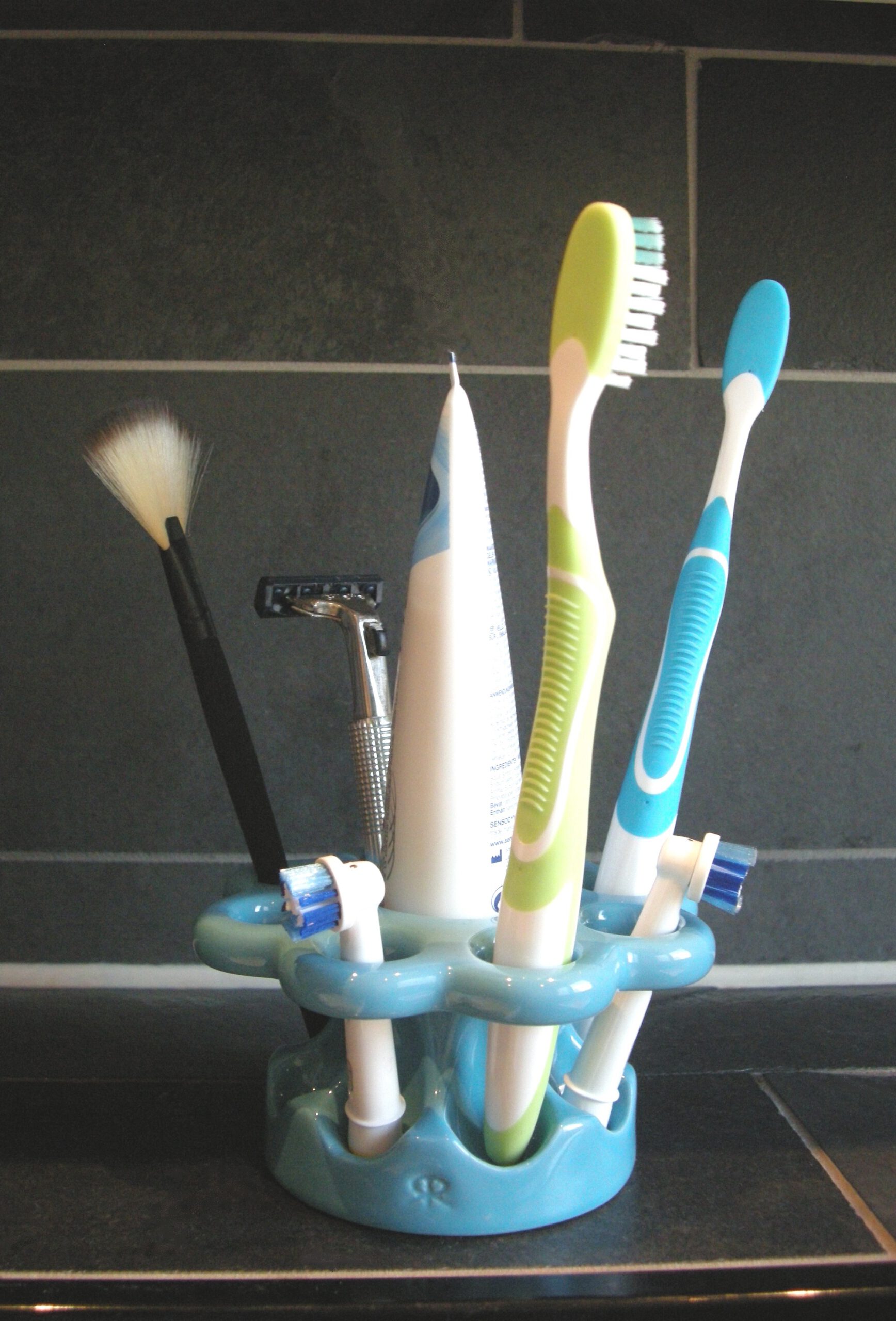 Tandenborstelhouder BLOEM_ turquoise_blauw